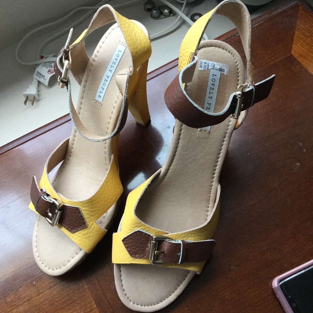 Free People Pansy Yellow and Brown Shoes S…